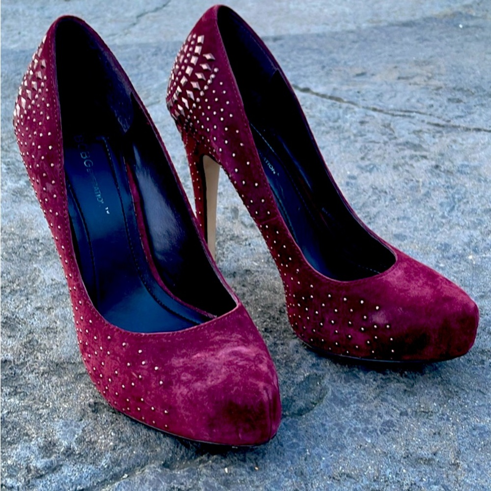 BCBG Burgundy Suede Heels. Worn Once!